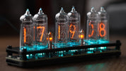 IN-14 6- digits Nixie clock. Carbon fiber cover case. With installed tubes.