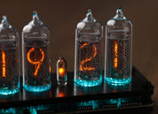 IN-14 6- digits Nixie clock. Carbon fiber cover case. With installed tubes.