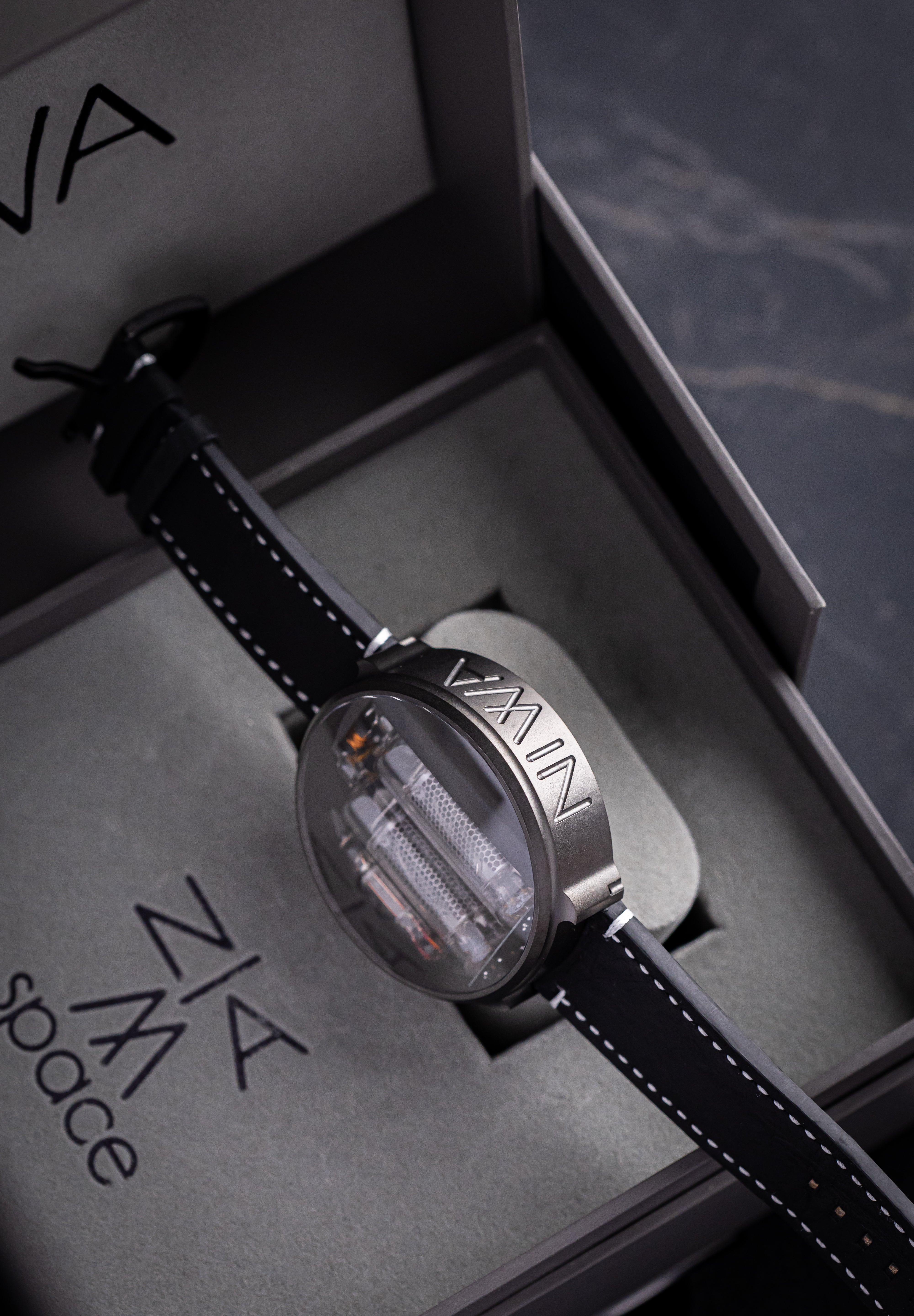 NIWA Nixie watch V 2.0 - Titanium moon gray case.