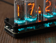 IN-14 6- digits Nixie clock. Carbon fiber cover case. With installed tubes.