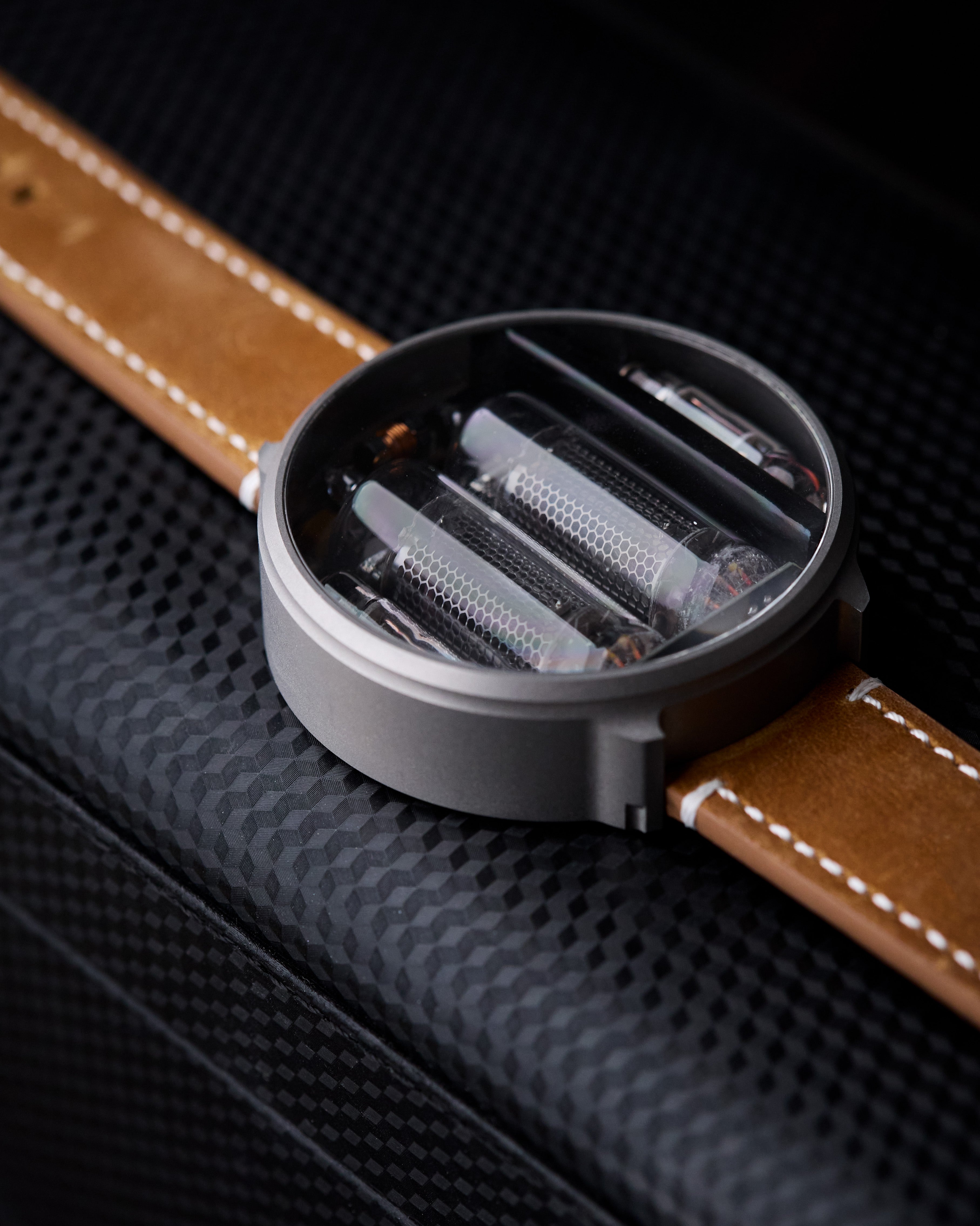 NIWA Nixie watch V 2.0 - Titanium moon gray case.