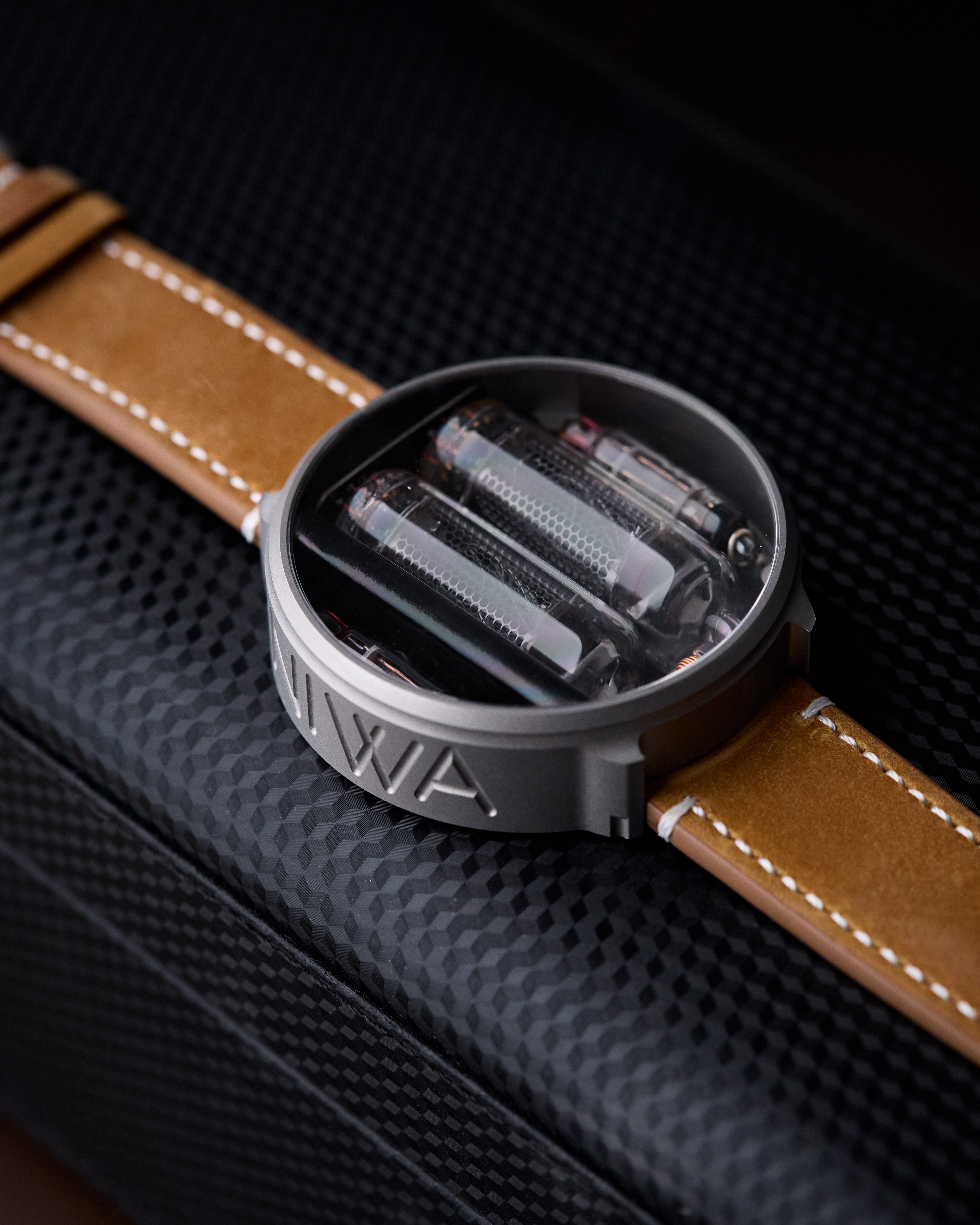 NIWA Nixie watch V 2.0 - Titanium moon gray case. – NIWA Watches store