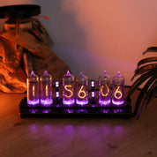 IN-14 6- digits Nixie clock. Carbon fiber cover case. With installed tubes.