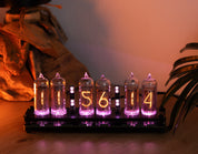 IN-14 6- digits Nixie clock. Carbon fiber cover case. With installed tubes.