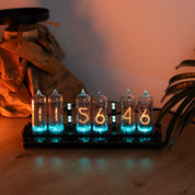 IN-14 6- digits Nixie clock. Carbon fiber cover case. With installed tubes.