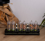 IN-14 6- digits Nixie clock. Carbon fiber cover case. With installed tubes.