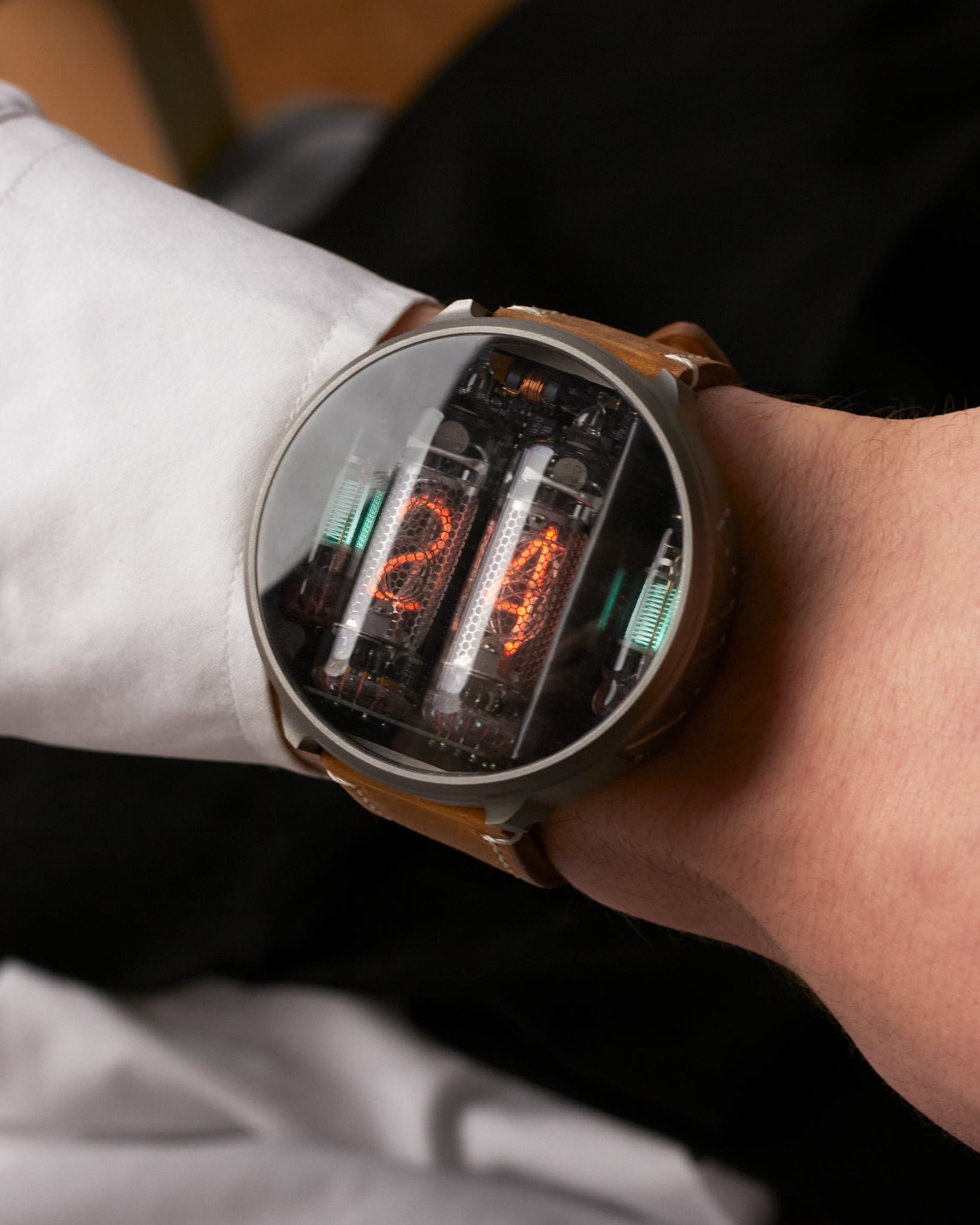 NIWA Nixie watch V 2.0 - Titanium moon gray case. – NIWA Watches store