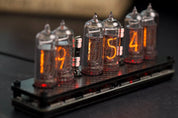 IN-14 6- digits Nixie clock. Carbon fiber cover case. With installed tubes.