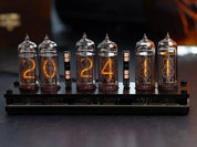 IN-14 6- digits Nixie clock. Carbon fiber cover case. With installed tubes.